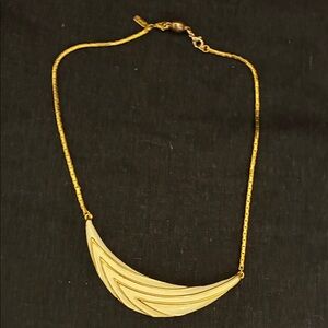 Vintage Late Mid Century MONET Gold Crescent-Layered Necklace